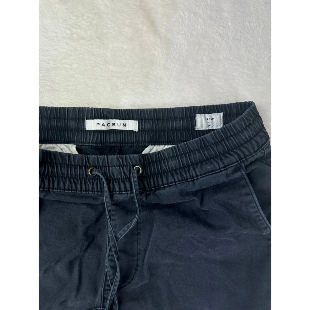 PacSun Cargo Pants Mens Slim M‎ Black Jogger Utility Pockets Cotton Spandex